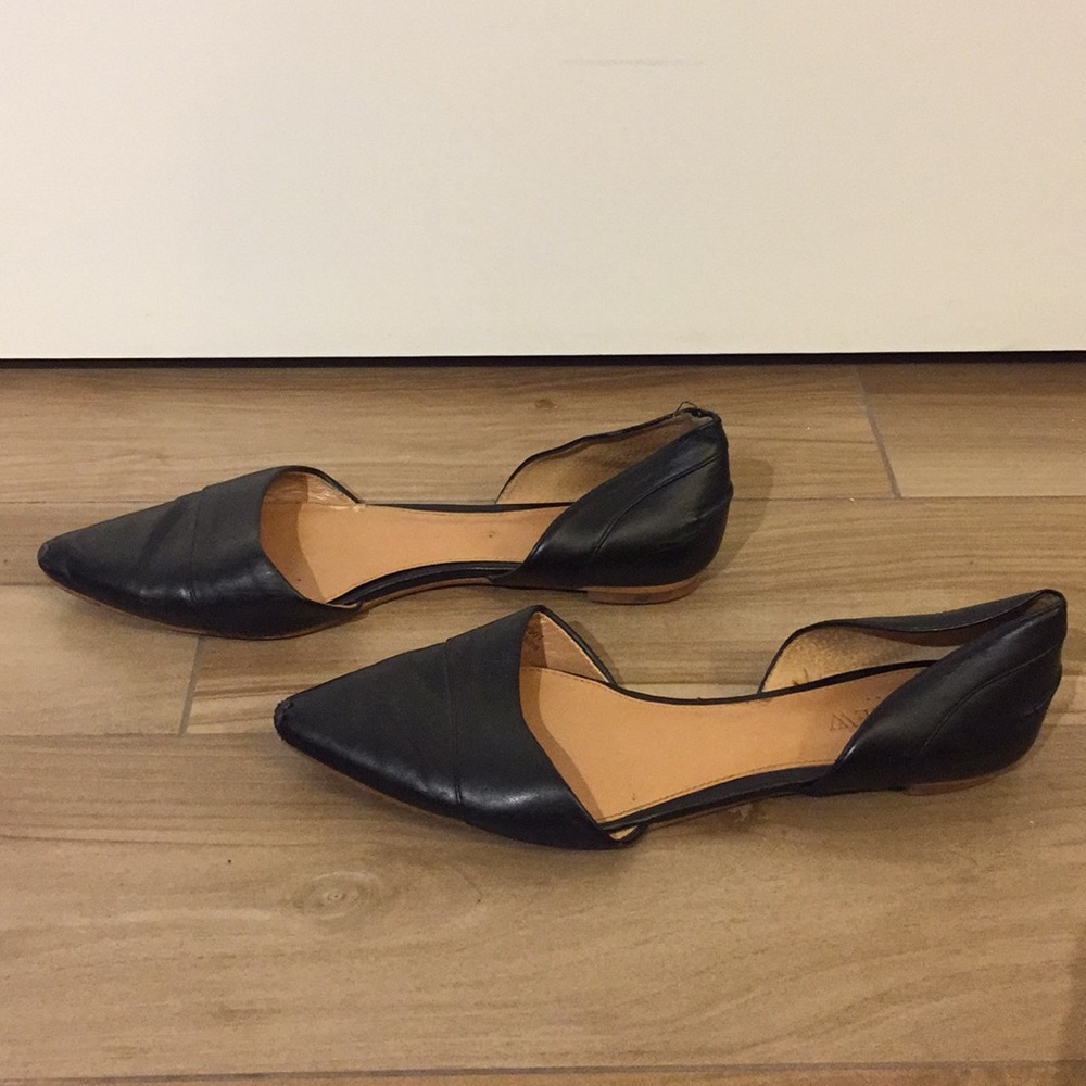 J. Crew Black Leather D’Orsay Flats